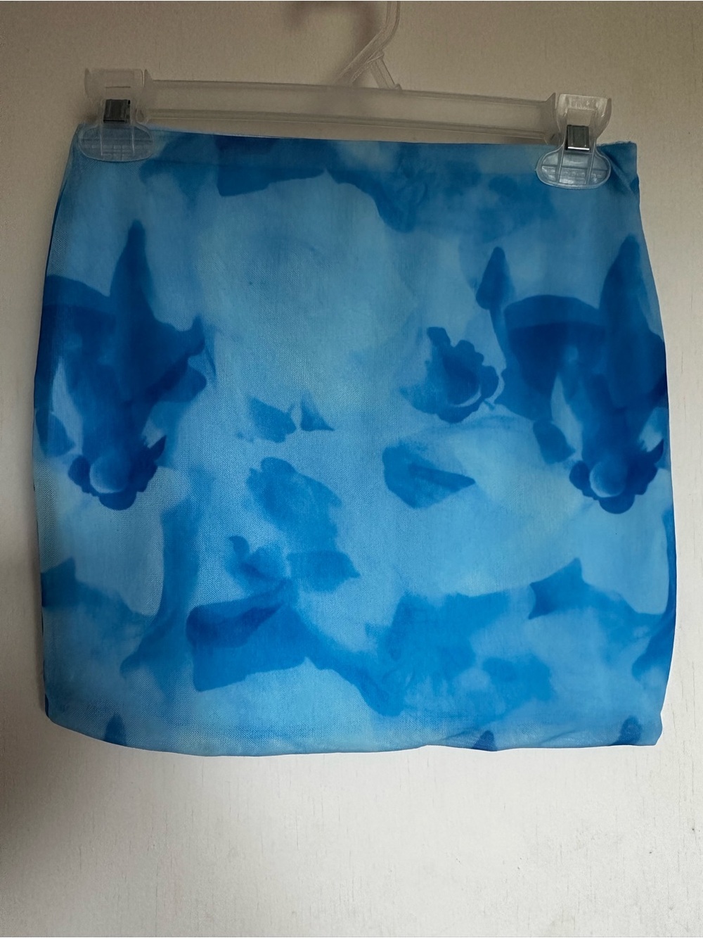 NWOT Blue Watercolor Print Mini Skirt